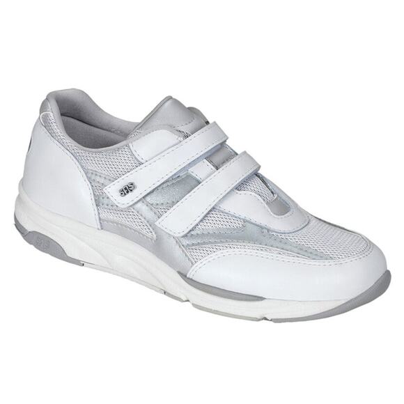 SAS Women's TMV Walking Shoes White Silver Leather Size 7.5 WW Lightly Worn - Picture 1 of 14